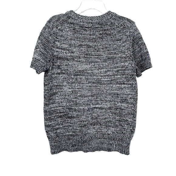 Kate Spade Black White Space Dye Heathered Knit Short Sleeve Crewneck Sweater S - Picture 2 of 6